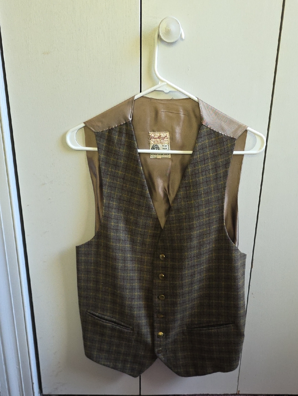 Mens Brown Plaid Dress Vest - Classic Tailored Style